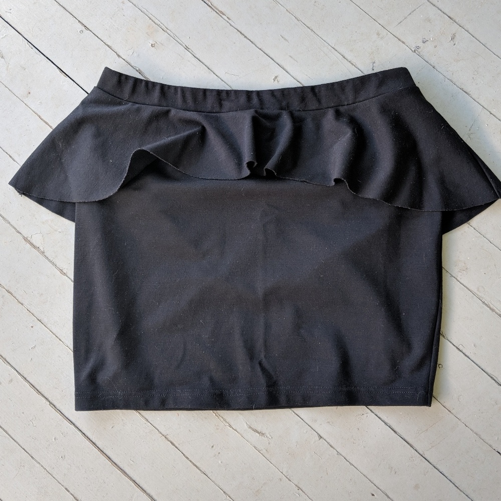 Peplum black mini skirt